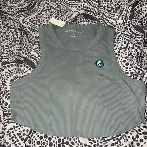 Aeropostale Green Ribbed Tank crop Top